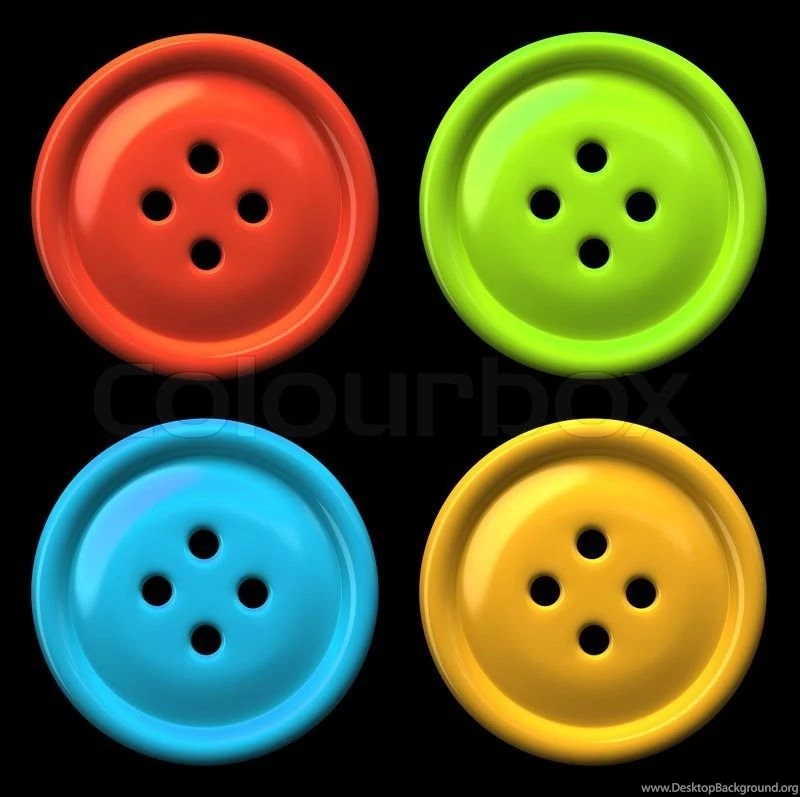 Four Colourful Buttons For Clothing Isolated On Black Backgrounds ...