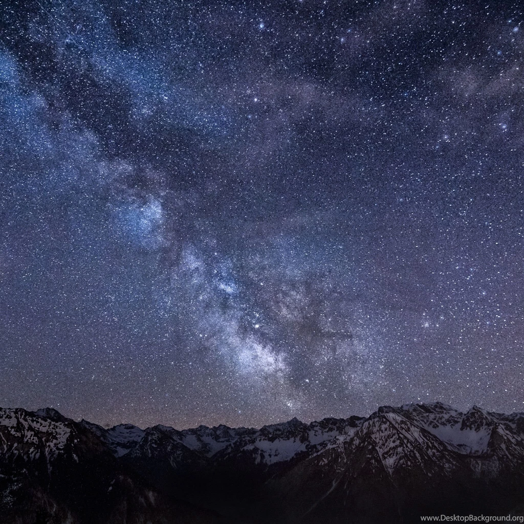 Download Wallpapers 2048x2048 Milky Way, Stars, Mountains, Night ...