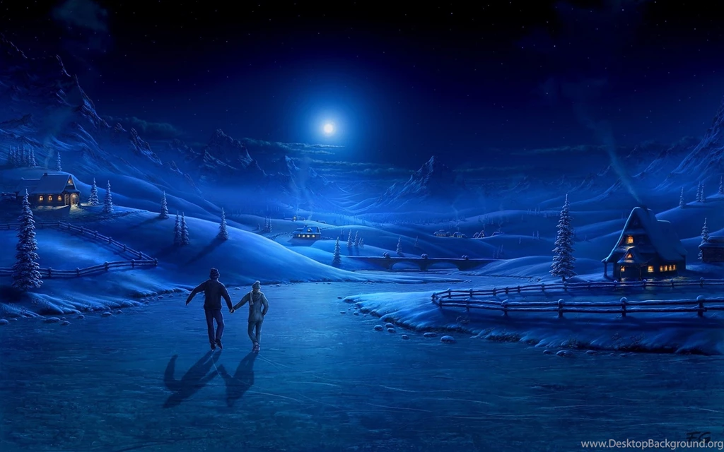 Download Wallpapers 3840x2400 Night, Ice, Pair, Light, Moon ...