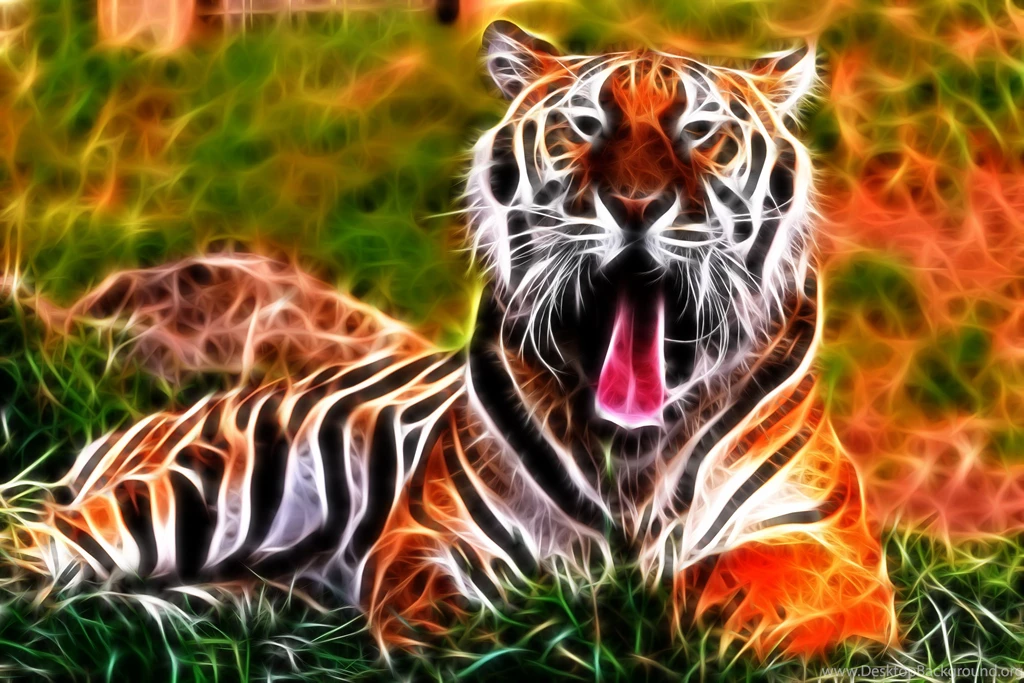 Wallpapers Tigers Big Cats Roar Snout 3D Graphics Animals Image ...