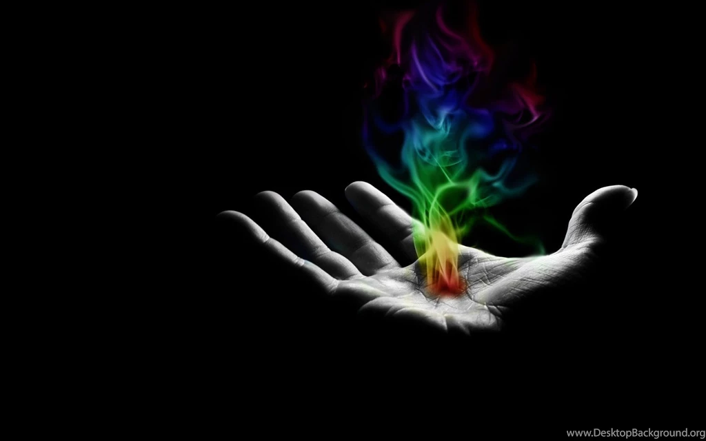 Multicolor Palm Fire Hands Black Backgrounds Wallpapers
