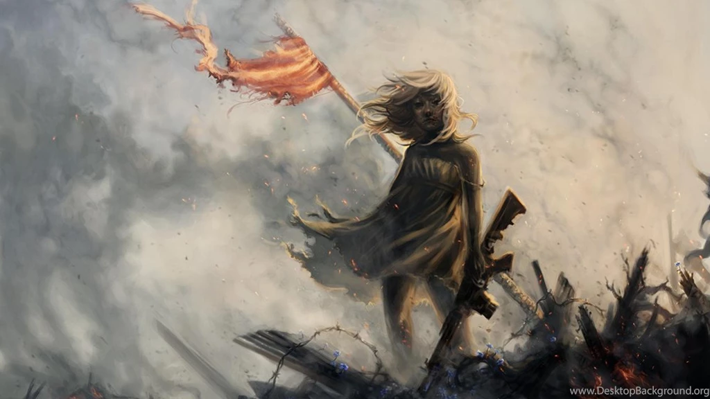 Soviet Girl War Weapons Flag Art Art Fantasy Dark Anarchy ...
