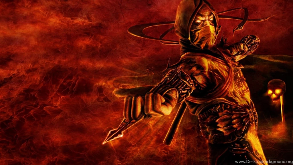 Full HD Wallpapers Mortal Kombat Scorpion Hell Fire Skull Fighter ...