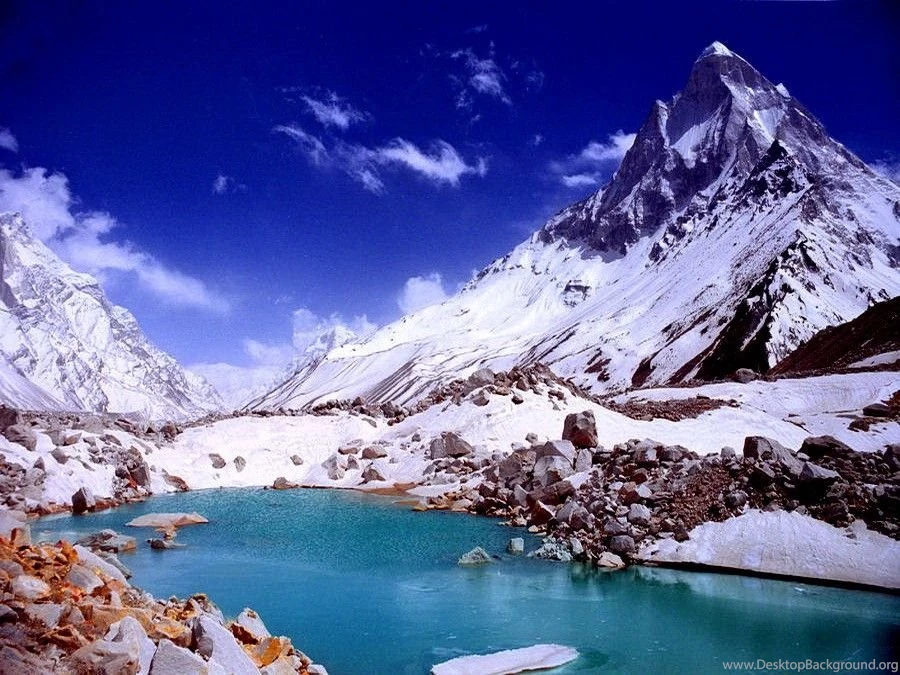 Lake Winter Blue Sky Cold Nature Day Beautiful Snow Snowy Mountain ...