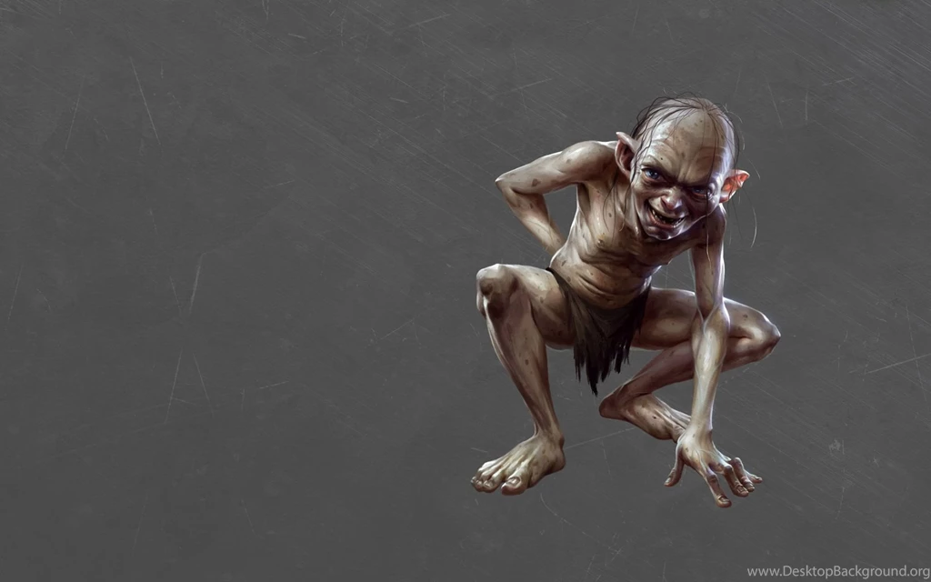 The Hobbit, Gollum, Art, Gray Backgrounds