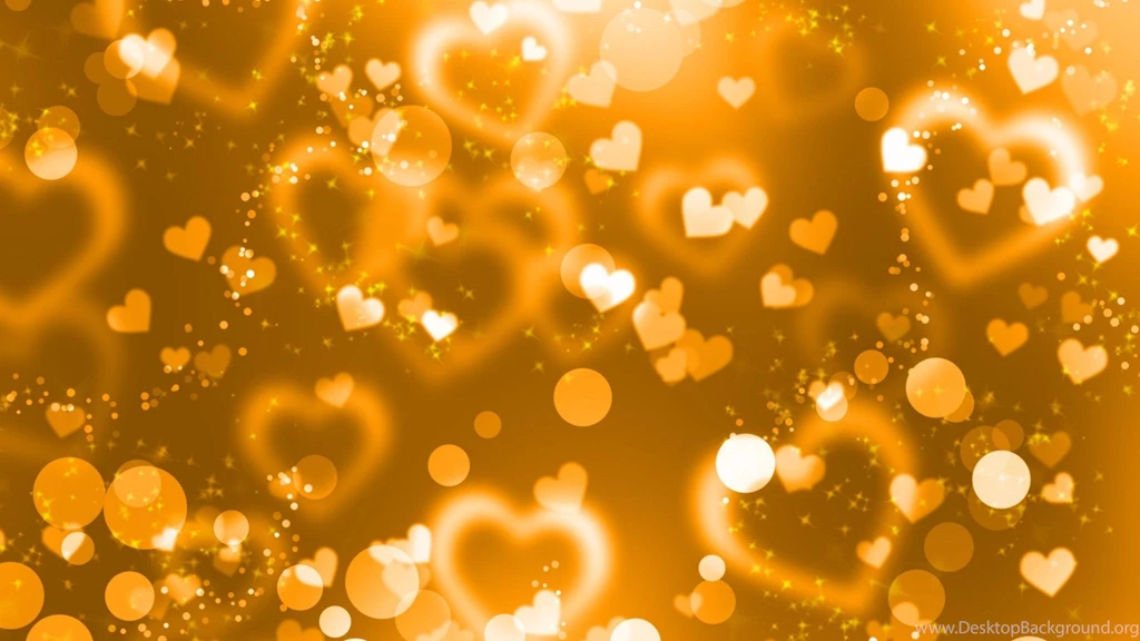 Download Wallpapers 2048x1152 Glare, Hearts, Lights, Glitter, Gold ...