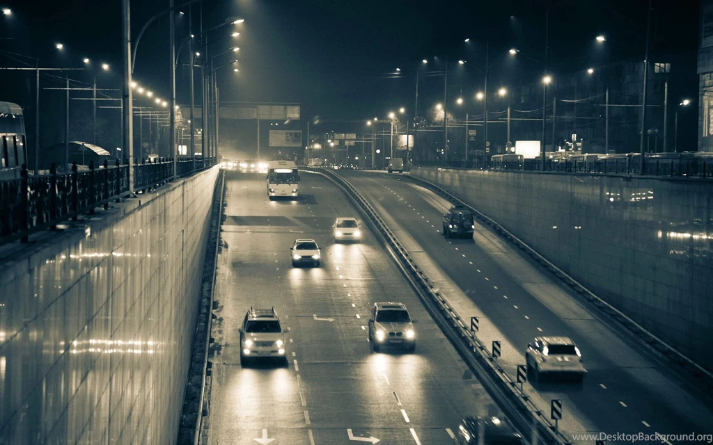 Road, Night, Cars, Light, Lights, Black White >> HD Wallpaper, Get ...