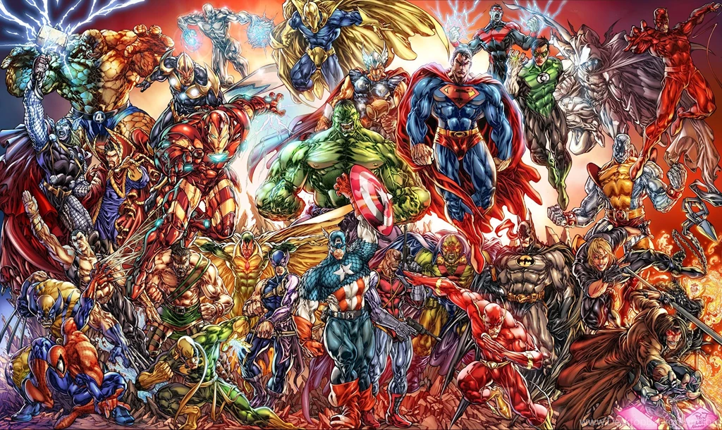 Collage Of Marvel And DC Characters Computer Wallpapers, Desktop ...