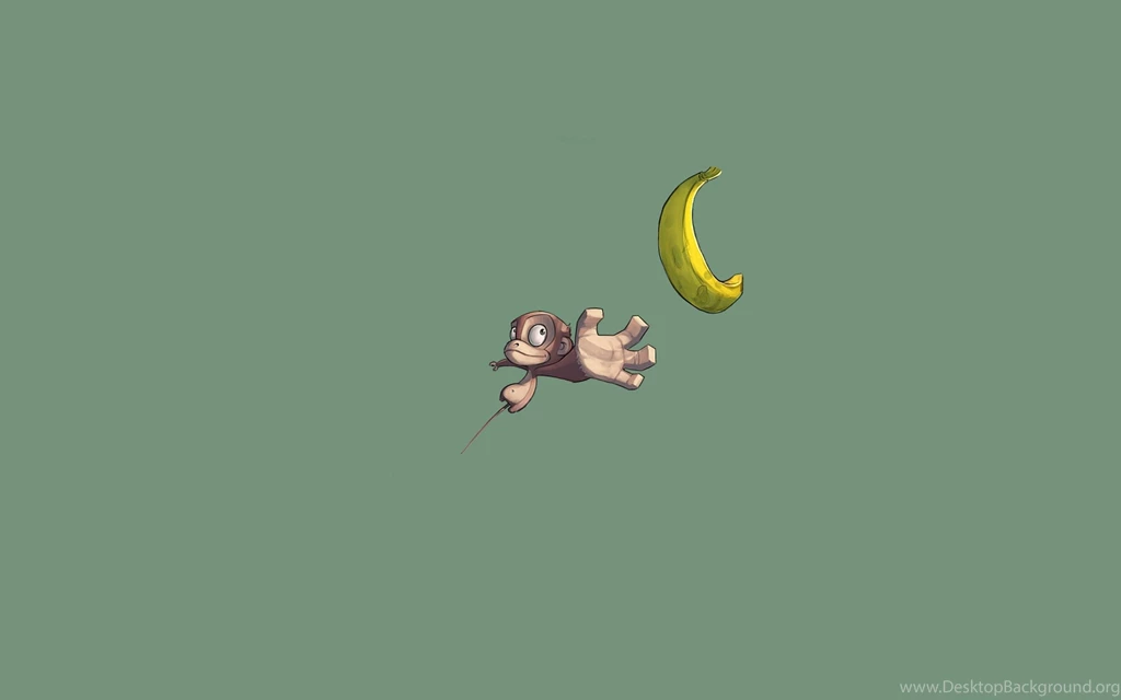 Monkey And Banana 3D Green Backgrounds Wallpape