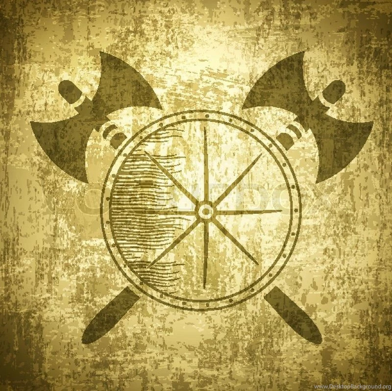 Vintage Viking Grunge Backgrounds With Axes And Shield