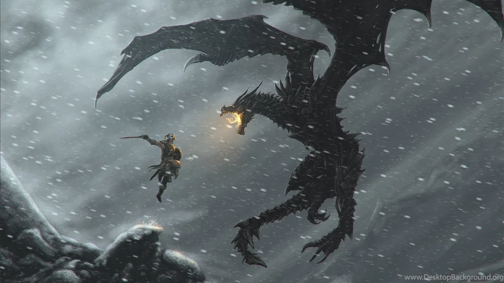The Elder Scrolls V Skyrim Skyrim Tes Dovakin Dragon Viking Snow ...