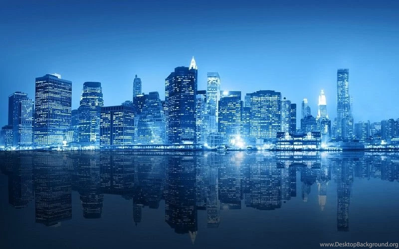 New York City Blue Night Skyline Wallpapers Free Desktop ...