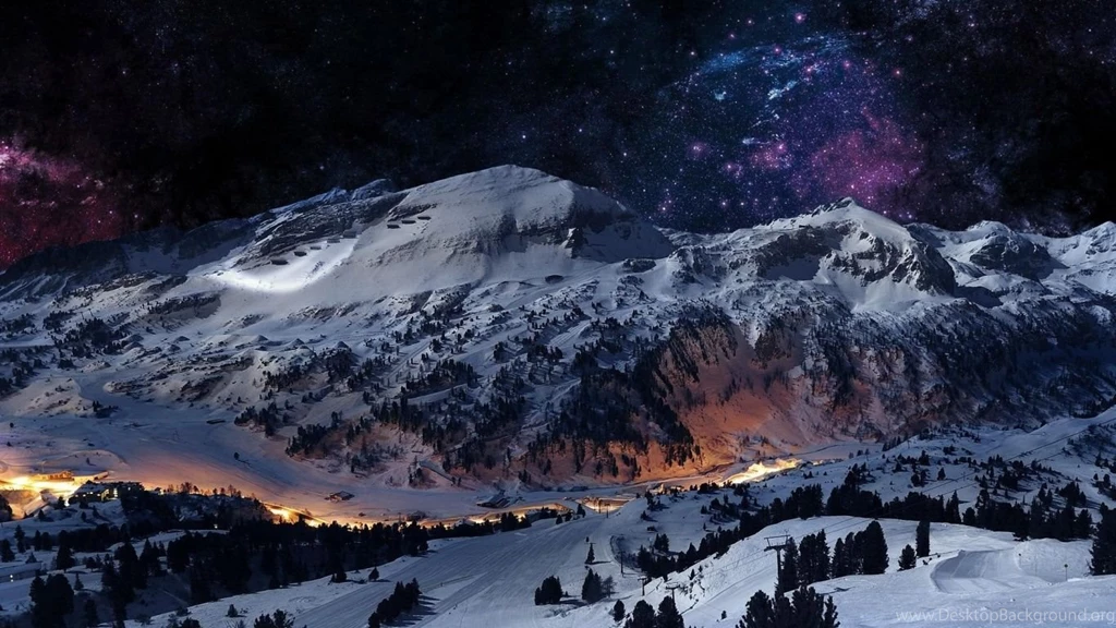 1366x768 Graceful Winter Mountain Night Desktop PC And Mac Wallpapers