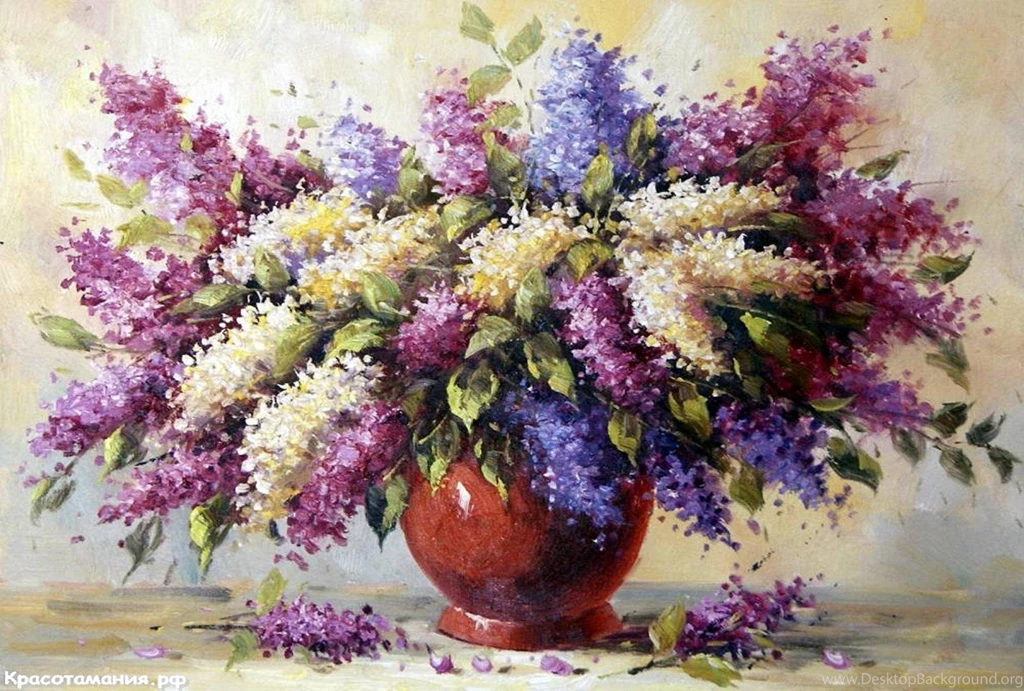 STILL LIFE PAINTING OF LILACS WALLPAPER (