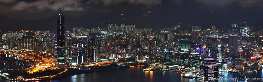 Download Wallpapers 3840x1200 Asia, Skyscrapers, River, Top View ...