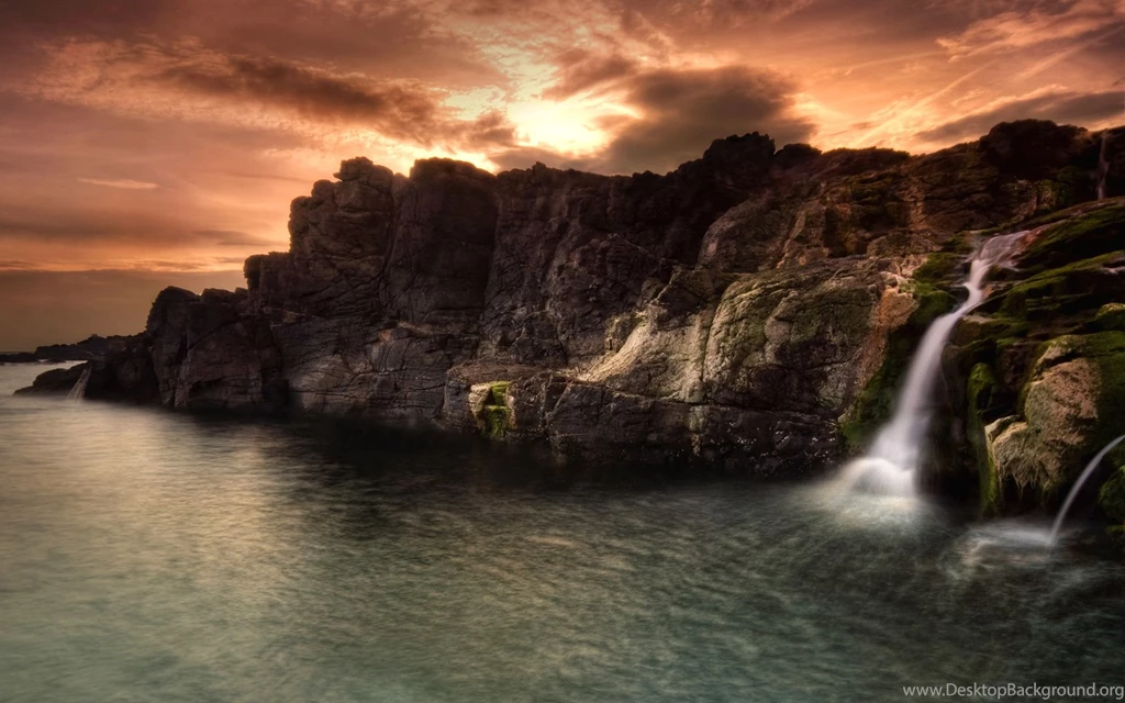 Waterfall Mountains Wallpapers Beach Wallpapers