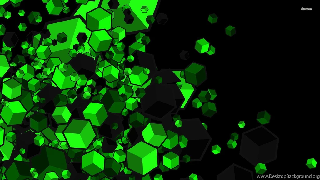 Green Cubes On Black Backgrounds Wallpapers Vector Wallpapers