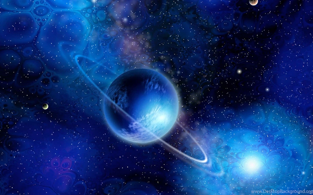 Blue Ice Planet With A Ring Wallpapers