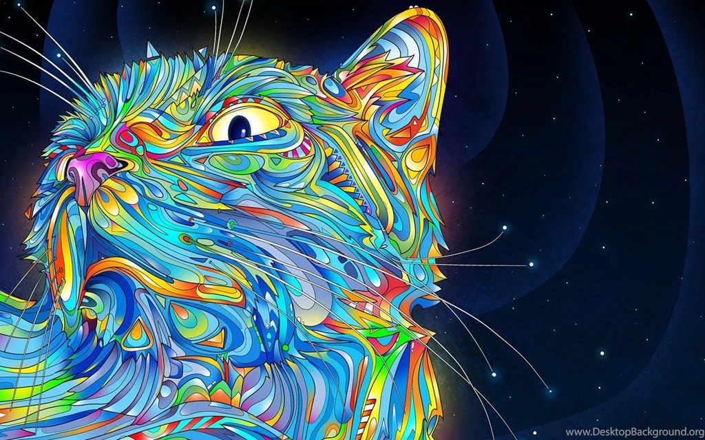 Cat Trippy Creative Colorful Wallpapers High Quality Wallpapers ...