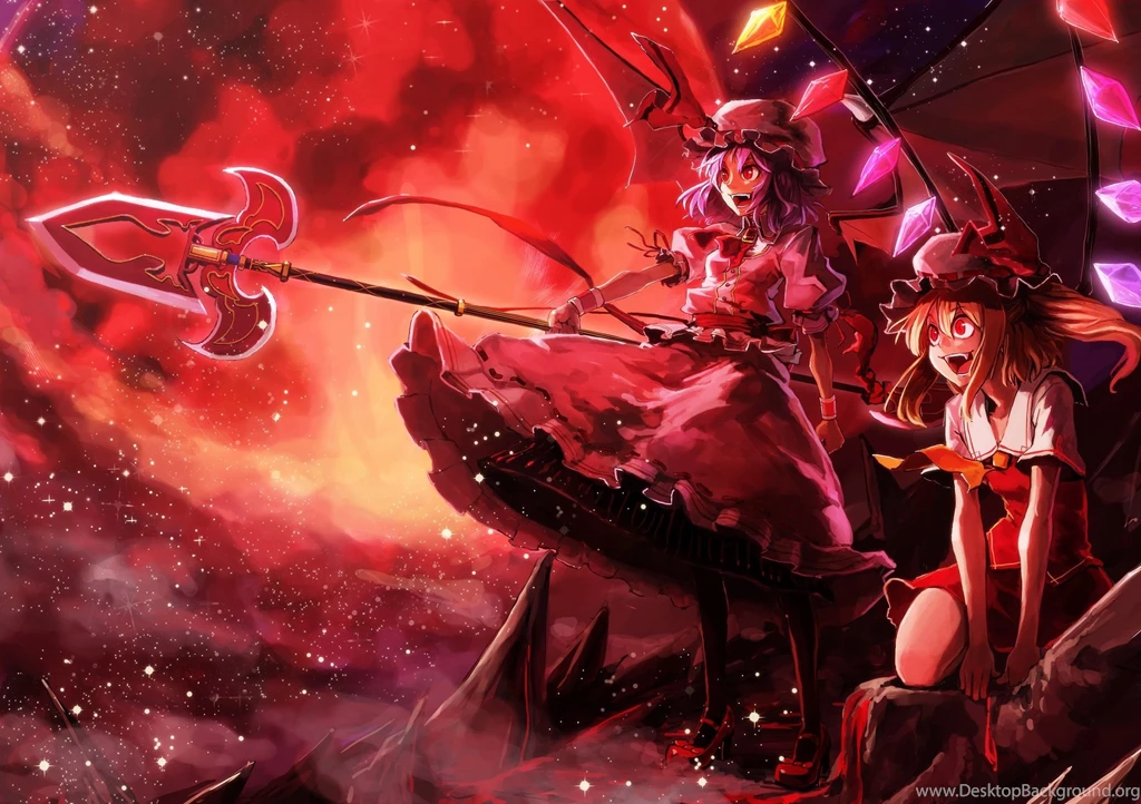 Touhou, Red, Vampires, Flandre Scarlet, Remilia Scarlet :: Wallpapers