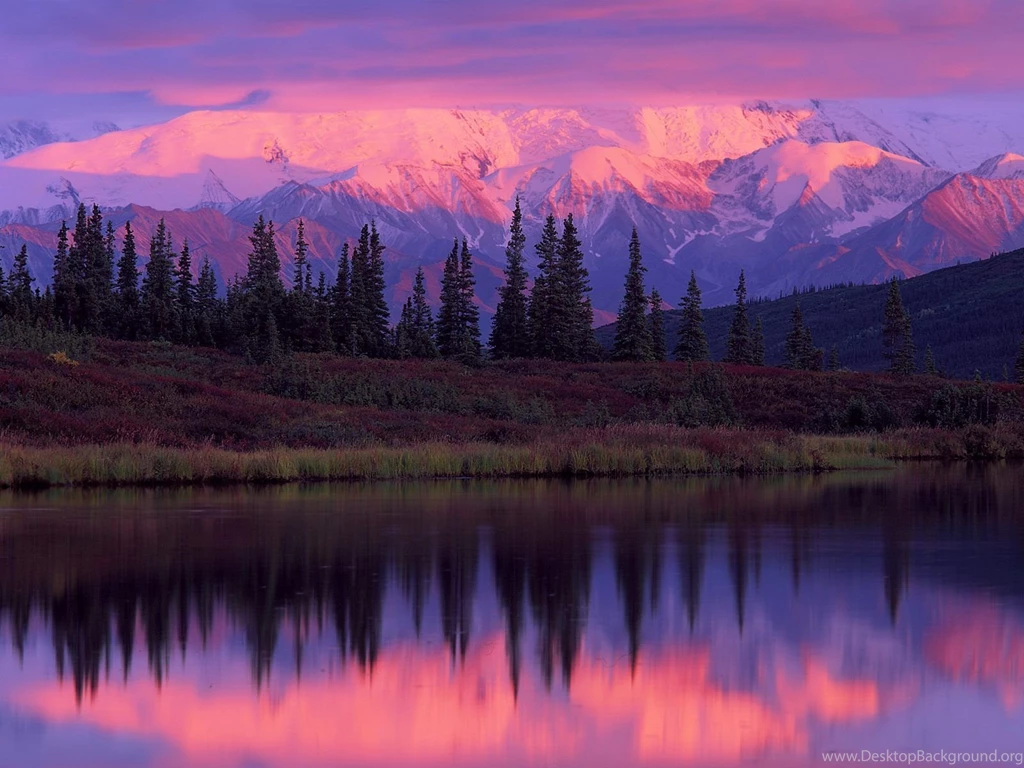 Lake And Alaska Range At Sunset Denali National Park Alaska ...