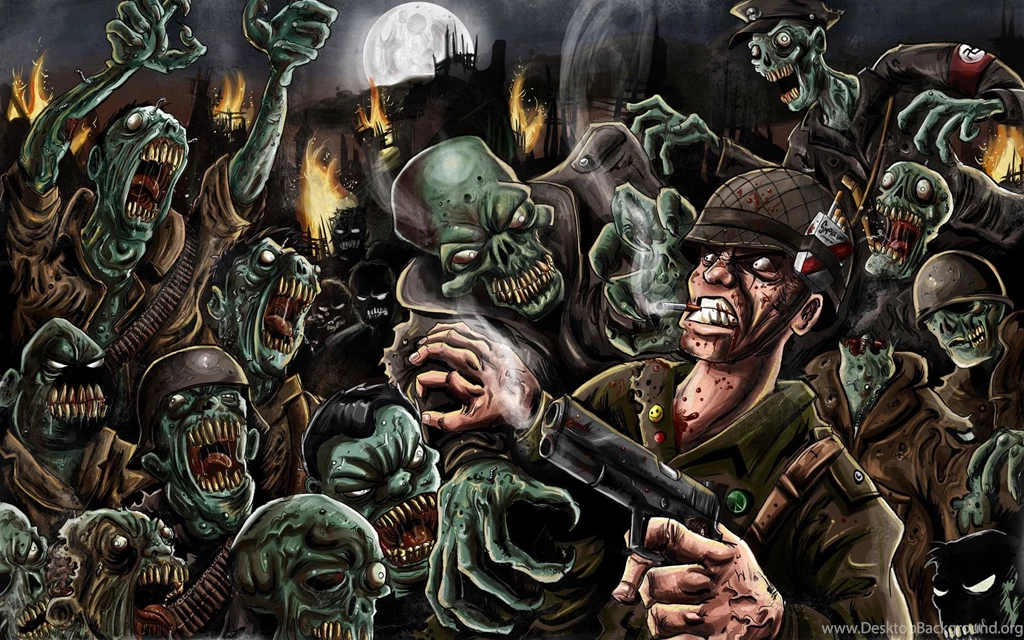 1920x1200 Fire, The Moon, Cigarette, The Living Dead, Zombies, Gun ...