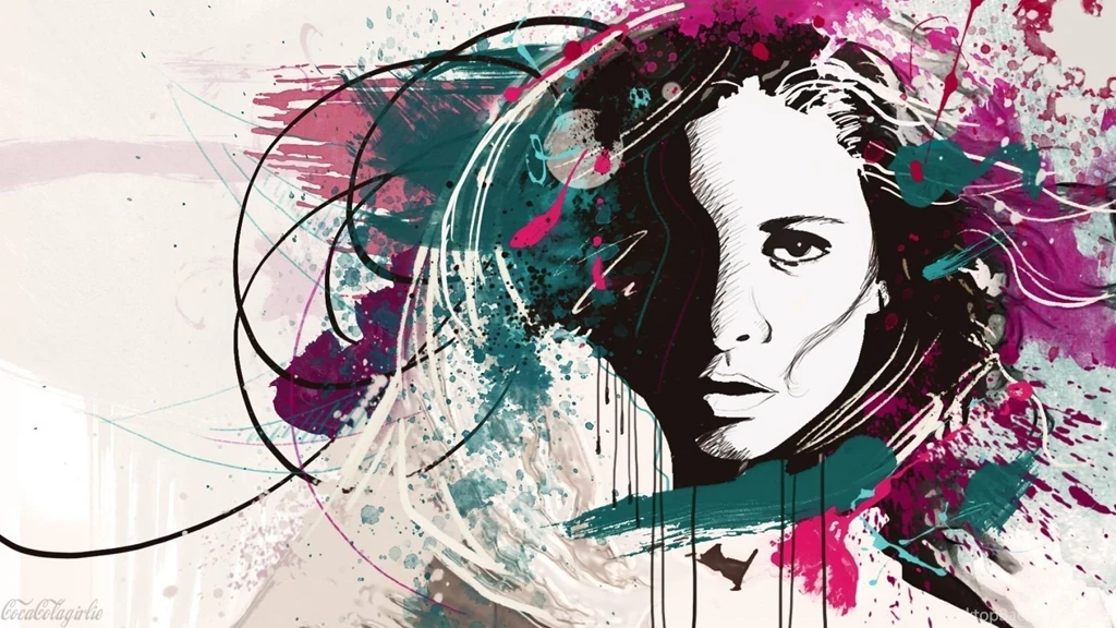 Download Wallpapers 1920x1080 Girl, Portrait, Paint, Smeared, Lines ...