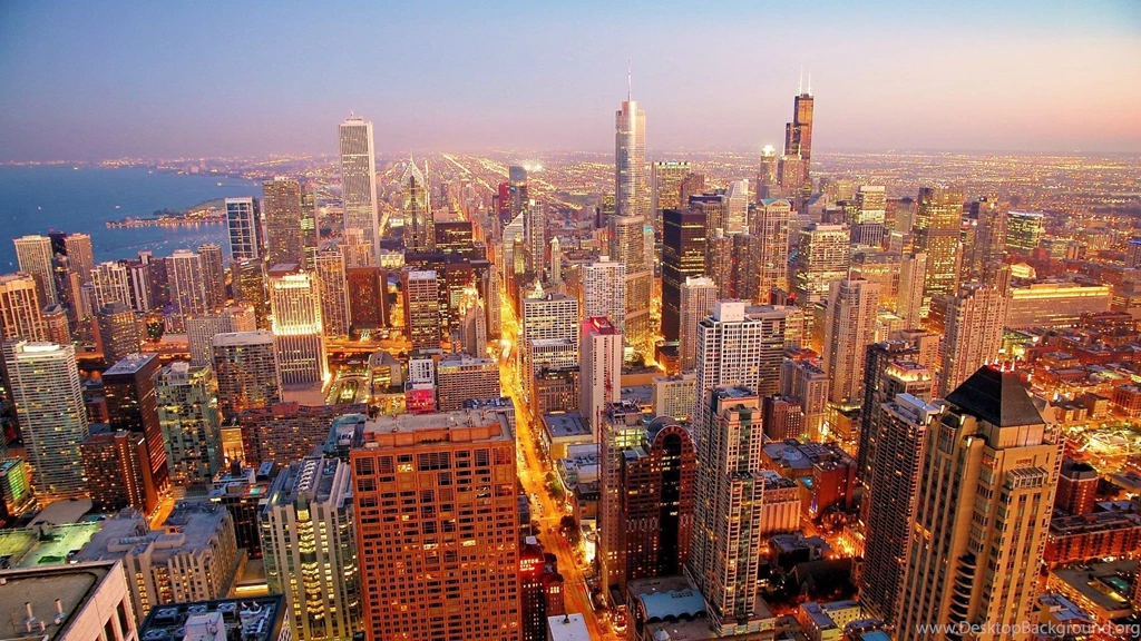 Evening Lights Of Downtown Chicago Wallpapers And Images ...