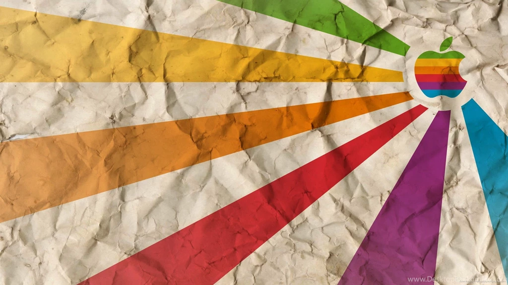 Download 2560x1440 Rainbow Apple On A Crumbled Paper Wallpapers