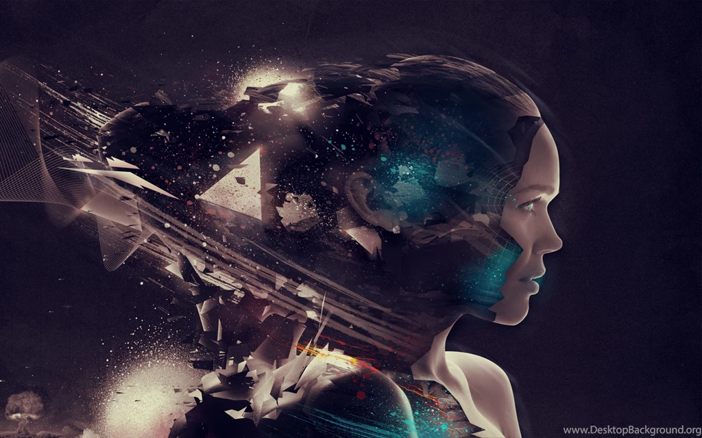 Download Wallpapers 3840x2400 Face, Girl, Profile, Color, Triangle ...