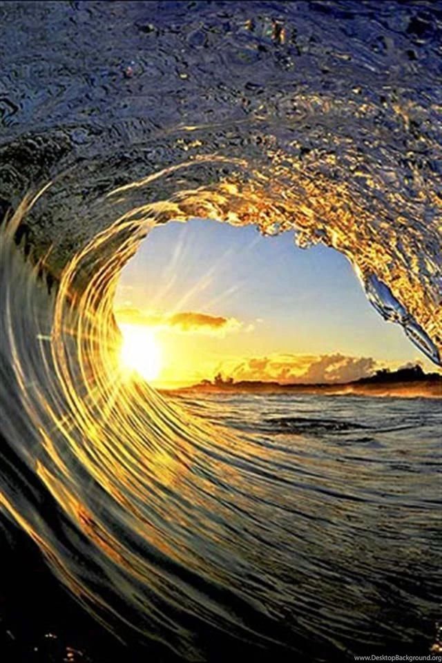 3D Abstract Art Of Tidal Waves & Trees