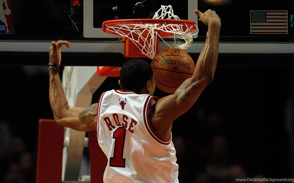Sports Slam Dunk Nba Basketball Derrick Rose Chicago Bulls ...