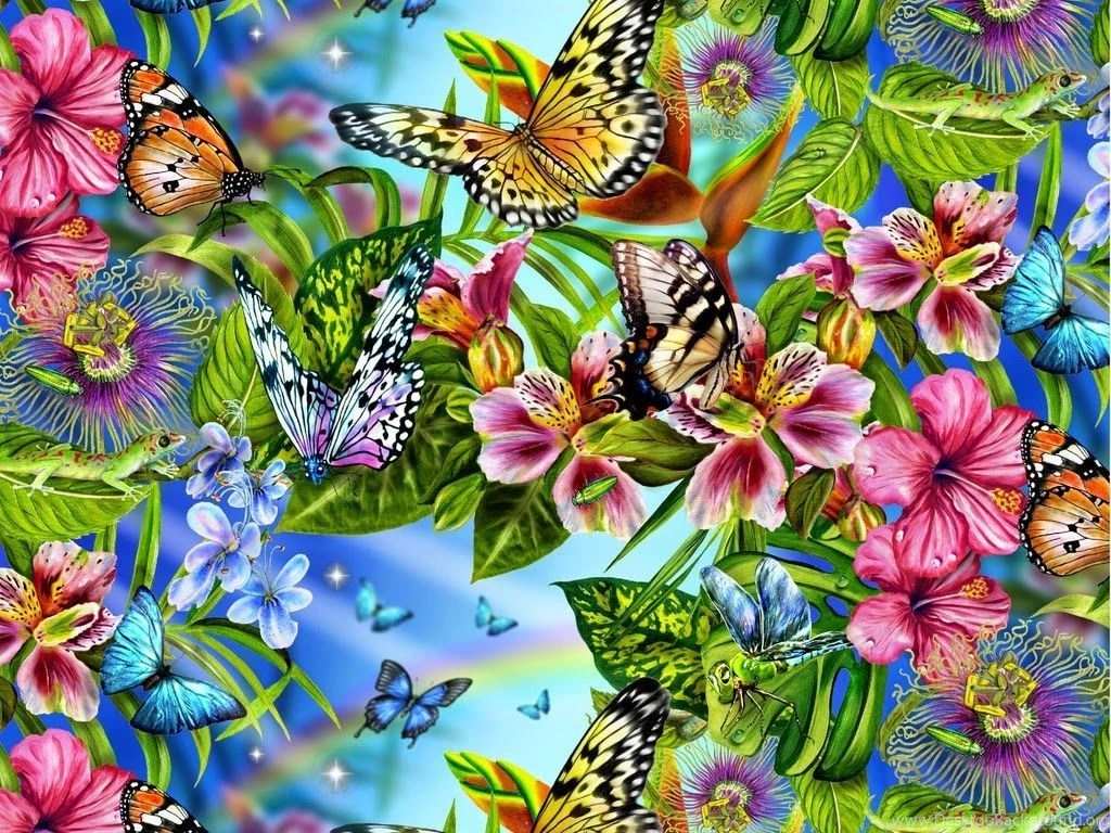 Flowers And Butterflies Free Wallpapers Desktop