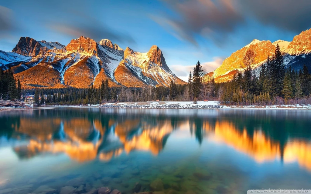 Alberta Canada Beautiful Winter Reflections Wallpapers Full HD ...