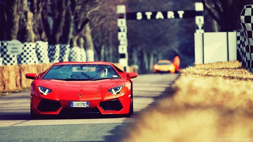 1366x768 Orange Lamborghini Aventador On The Track Desktop PC And ...