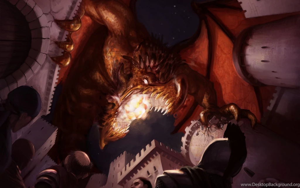 Art Dragon Attack Attack Castle War People Rage Fall Wallpapers ...