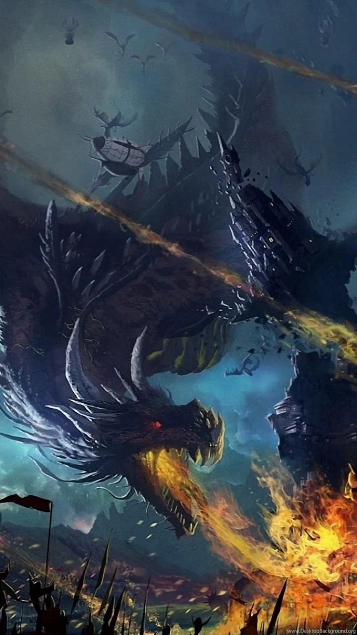 Download Wallpapers 720x1280 Dragon, Fall, Fire, Flame, War, Battle ...