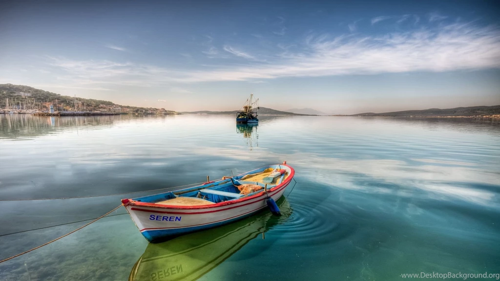 Boat tied up in a peaceful harbor hd wallpapers.jpg