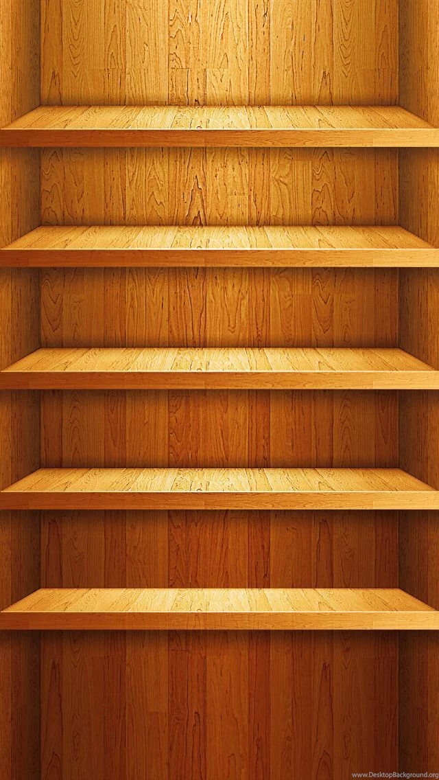Wooden Shelf iPhone 5 App Skins Wallpapers