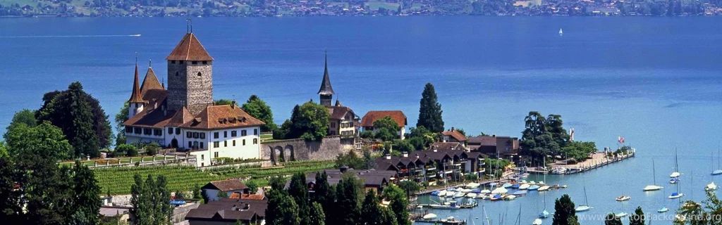 Download Wallpapers 3840x1200 Switzerland, City, Height, River ...