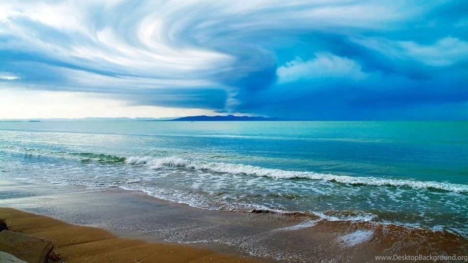 Swirling Clouds Above The Ocean Beach Wallpapers 2560x1600 ...