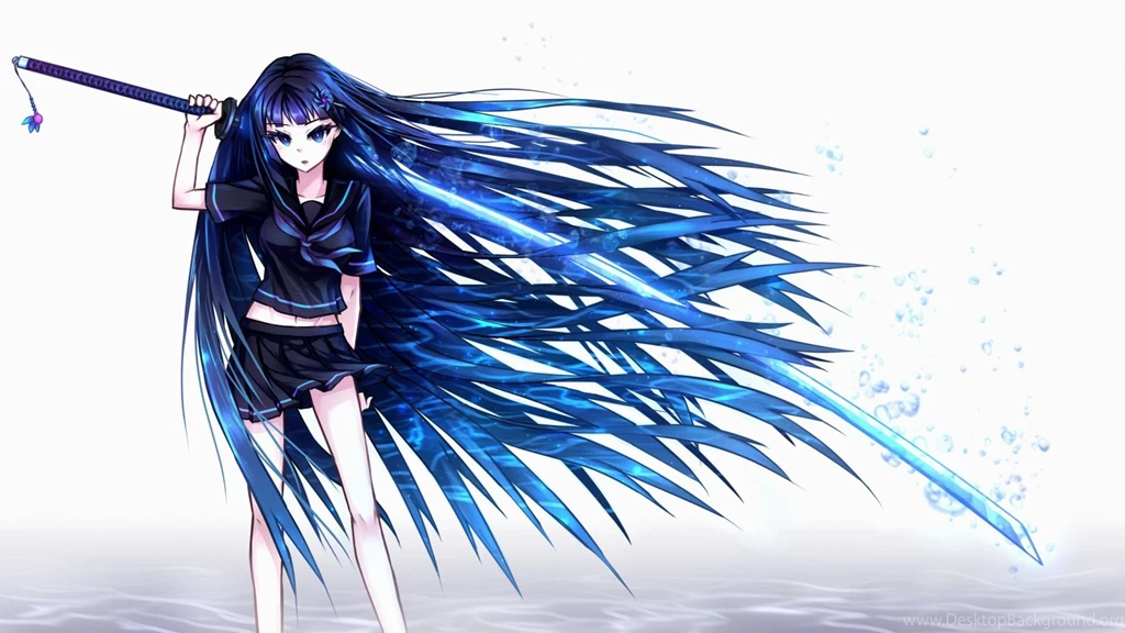 Download Wallpapers 1920x1080 Samael, Girl, Art, Hair, Anime, Sword ...
