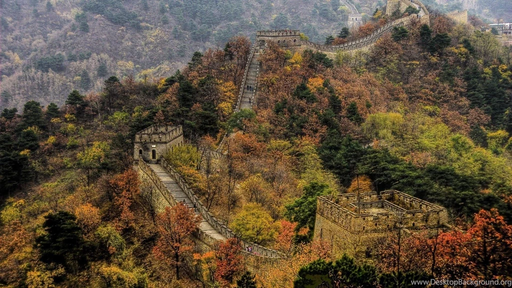 Magnificent Great Wall Landscape Hdr Hills Forest China Ancient ...