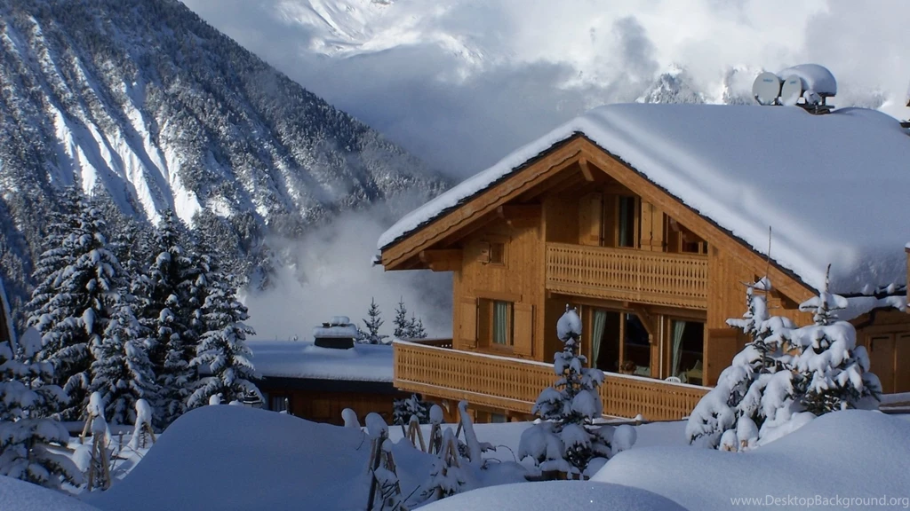 Wooden Chalet In The Snow Wallpapers 27441