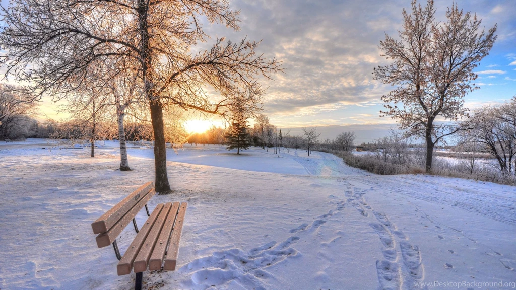 Winter Bench Snow Desktop Wallpapers Jaidendesigns.com