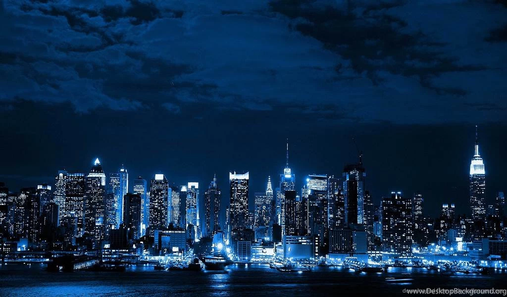Download 1024x600 Blue Neon Cityscape Wallpapers