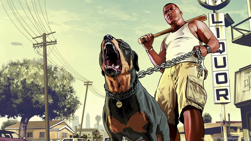HD GTA 5 Franklin With A Rottweiler Wallpapers
