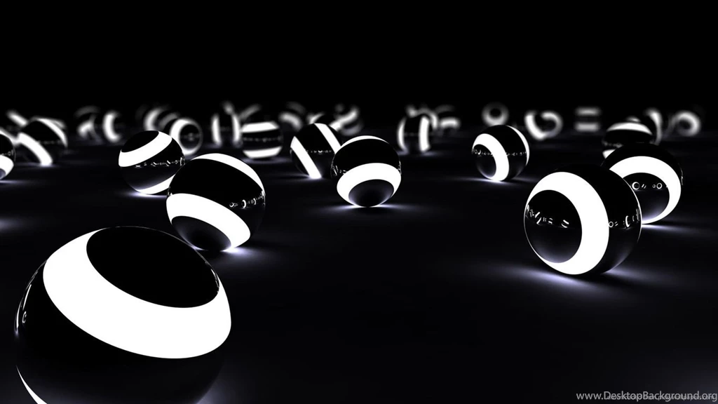 Download 1366x768 Glowing 3D Spheres In The Dark Wallpapers