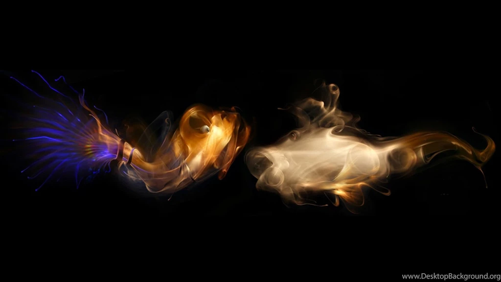 Multi Color Smoke Fish With Black Backgrounds 3d Gaming Hd ...