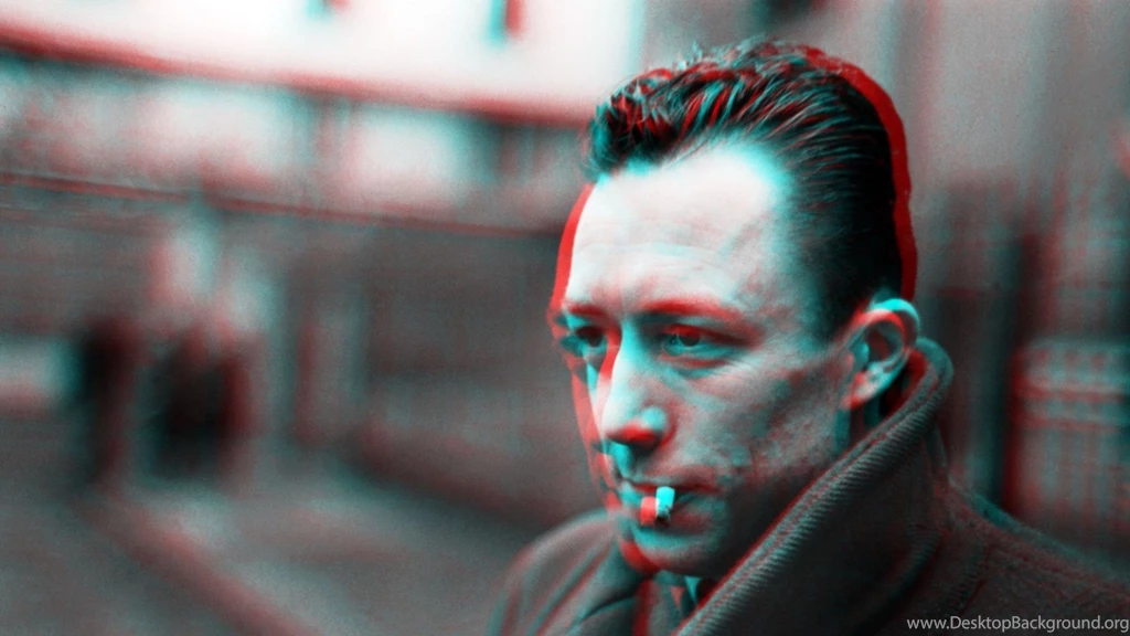 Albert Camus, Anaglyph 3D, Writers, Men, Cigarettes Wallpapers HD